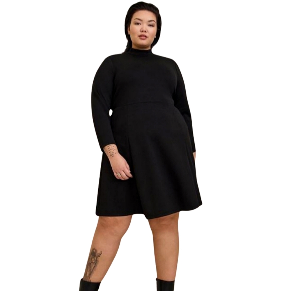 Torrid Black Long sleeve High Neck Above Knee Dress